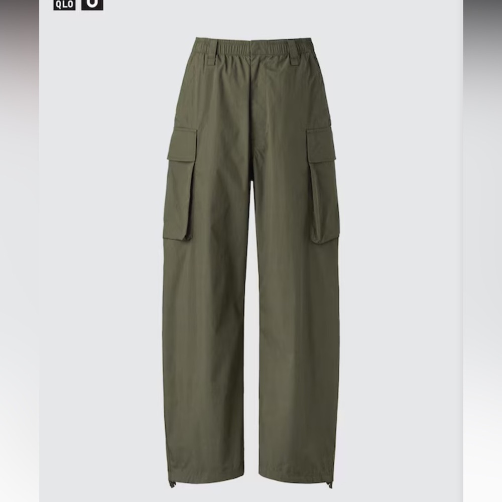 Uniqlo Olive Cargo Wide-Leg Pants